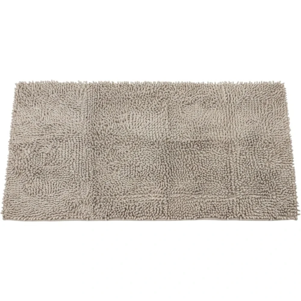 Chenille Microfiber Plush Bath Runner Rug Taupe Tan Shaggy 27x54 Bathroom Mat